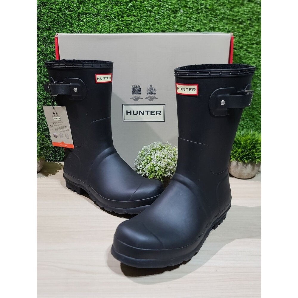 Hunter Original Insulated Short Black Rain Boots - US Men's 11 NEW